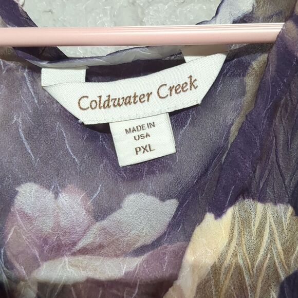 Coldwater Creek Women’s Sheer Floral Pleated Dress, Petite XL, Made in USA, EUC - Picture 2 of 7